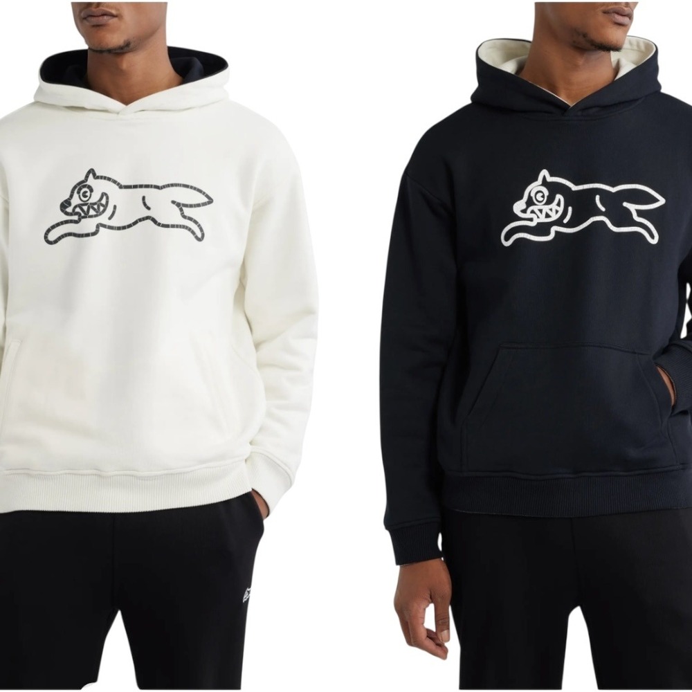 ICECREAM Oasis Reversible Hoodie Running Dog Sz L NWOT